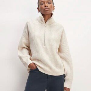 The Felted Merino Half-Zip Sweater Size S (small) Heather Oat